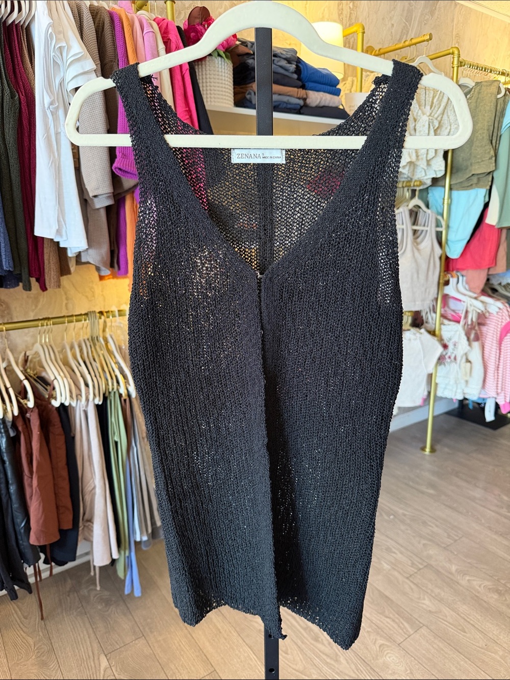 ZENANA black knit sleeveless lightweight top